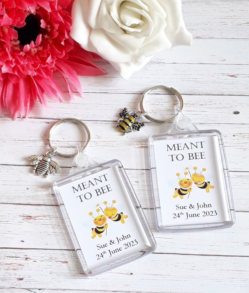 Meant To Be Keyring Personalised Wedding Favour - Bumblebee Charm