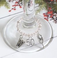 Pale Pink Initial & Age Wine Glass Charm