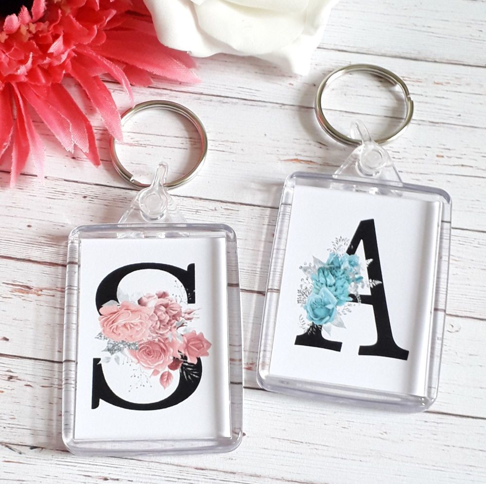 Floral Initial Keyring