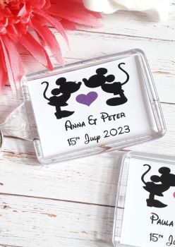 Mickey & Minnie Kiss Wedding Favour Keyrings