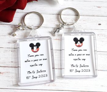 Mickey Mouse Initial Charm Keyrings Wedding Favour