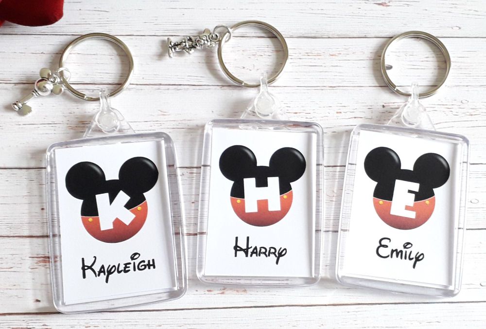 Mickey Mouse Initial Charm Keyrings 