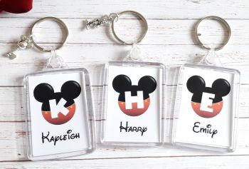 Mickey Mouse Initial Charm Keyrings
