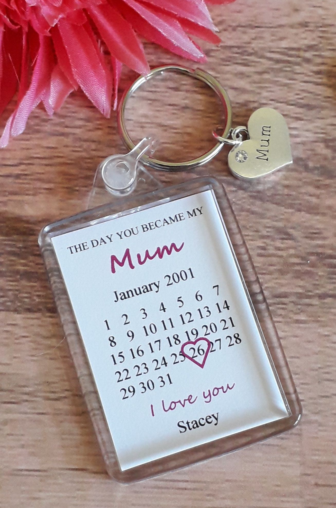 The Day You Became My..... Keyring - Mum Dad Nanny Gran Grandma Grandad -  Birthday - Mothers Day - Fathers Day - Christening - Christmas