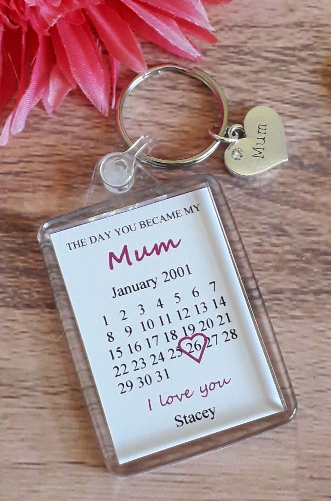 'The Day You Became My.....' Keyring - Mum Dad Nan Grandad