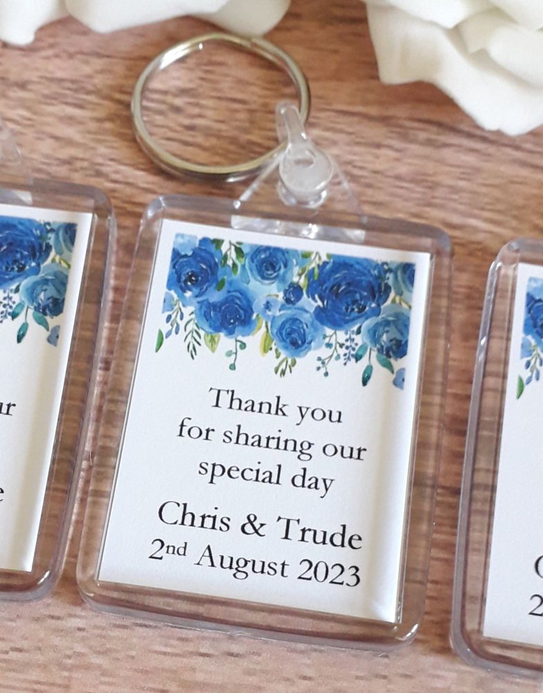 Blue Floral Design Keyring