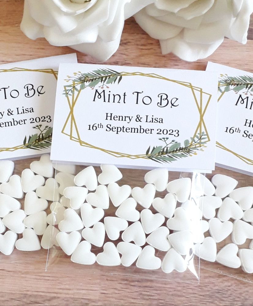 Gold & Green Fern Floral Design 'Mint To Be' Sweet Favour