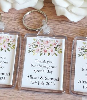 Pink & Green Floral Design Keyring