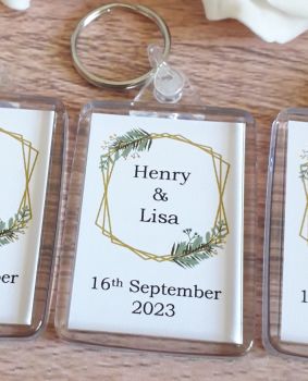Gold & Green Fern Floral Design Keyring