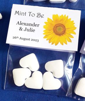 Pack of 10 Personalised Mint To Be Wedding Favours - Sunflower Design