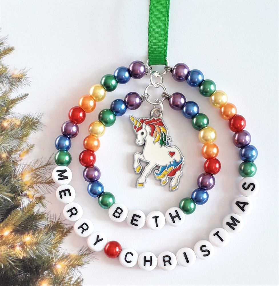 Rainbow Unicorn Christmas Tree Decoration