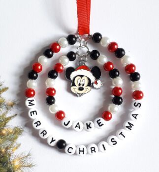 Christmas Theme Mickey Mouse Tree Decoration Personalised