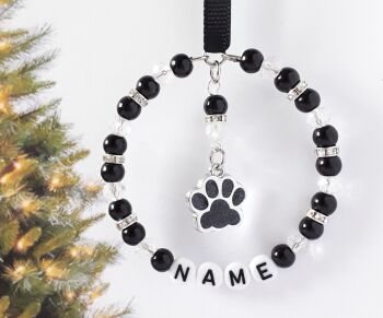 Personalised Black Pet Paw Print Tree Decoration