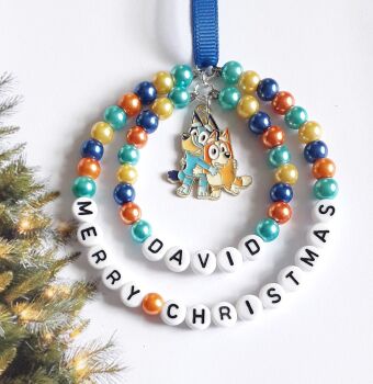 Bluey - Bluey & Bingo Characters Personalised Christmas Tree Decoration