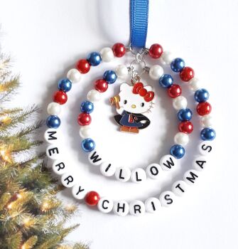 Hello Kitty - Blue Hello Kitty Character Personalised Christmas Tree Decoration