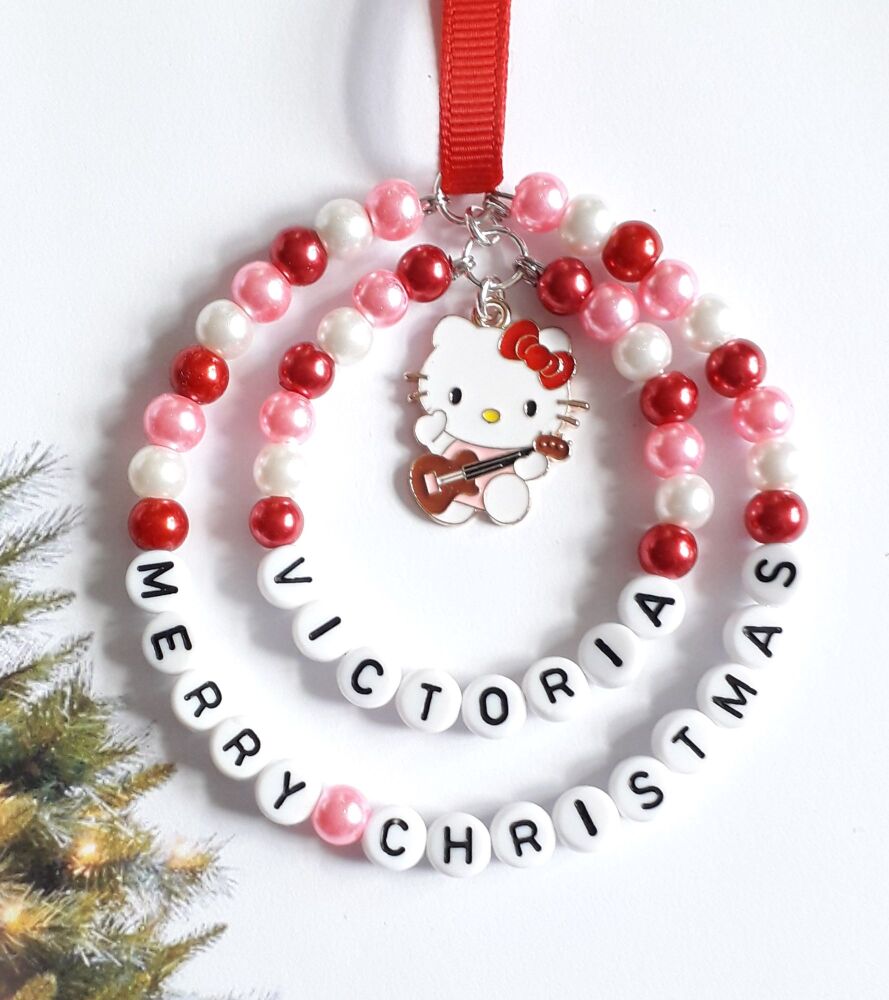 Hello Kitty - Red Hello Kitty Character Personalised Christmas Tree Decorat