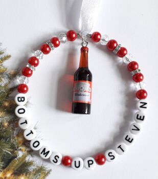 Budwiser Mini Bottle Charm Personalised Christmas Tree Decoration