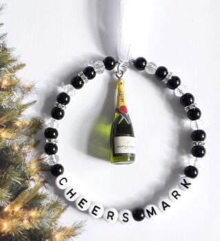 Champagne Mini Bottle Charm Personalised Christmas Tree Decoration