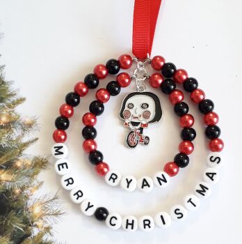 Jigsaw / SAW Character Christmas Tree Decoration Personalised