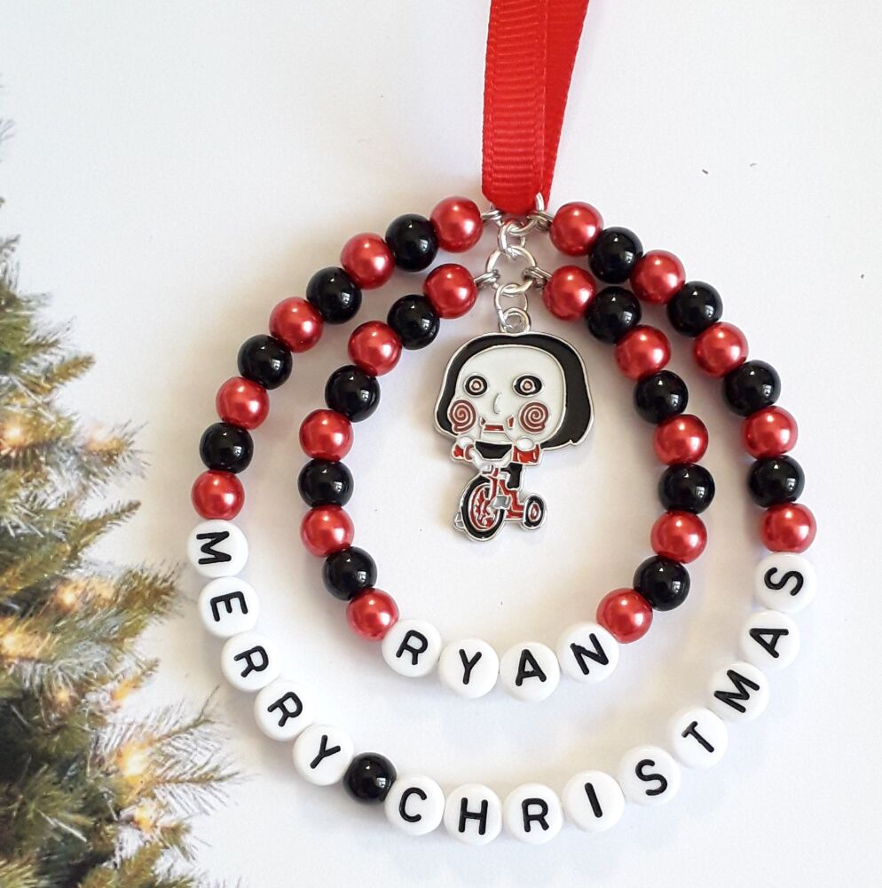 Jigsaw / SAW Character Christmas Tree Decoration Personalised