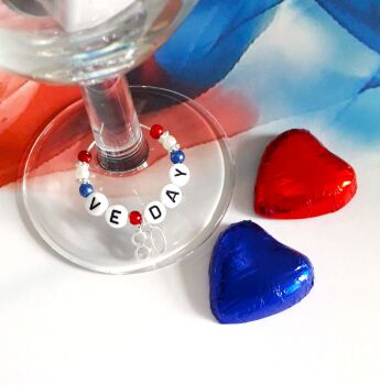 VE Day Chocolates & Wine Glass Charm Gift Set