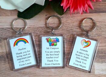 Personalised Rainbow Heart Thank You Keyring