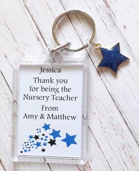 Glitter Star Keyring Teacher Gift - Blue