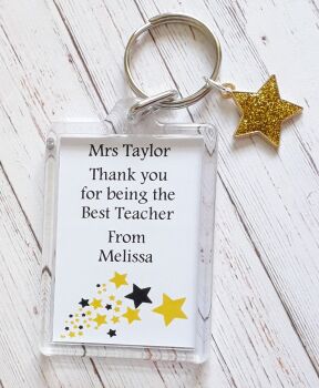 Glitter Star Keyring Teacher Gift - Gold