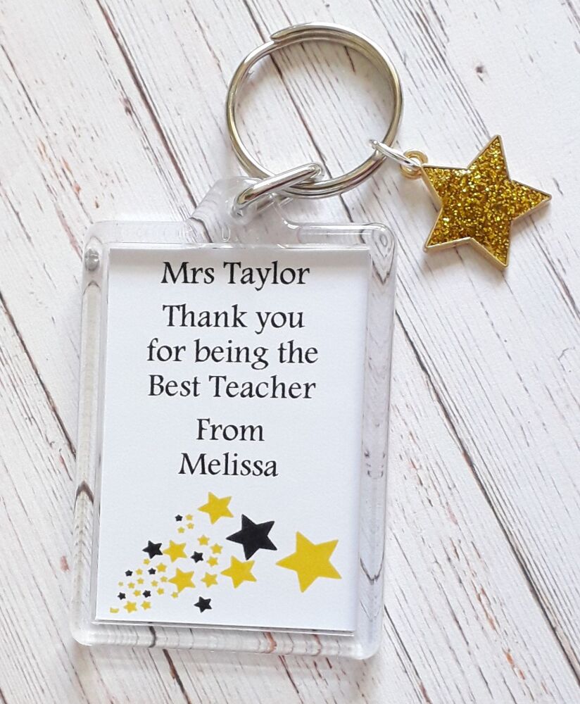 Glitter Star Keyring Teacher Gift - Gold