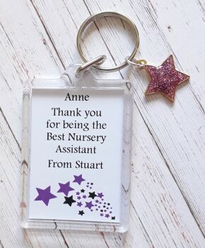 Glitter Star Keyring Teacher Gift - Purple