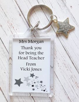 Glitter Star Keyring Teacher Gift - Silver