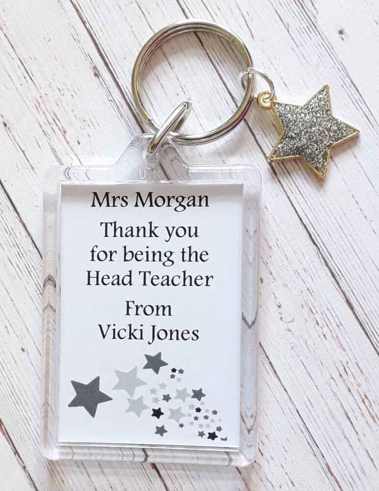 Glitter Star Keyring Teacher Gift - Silver