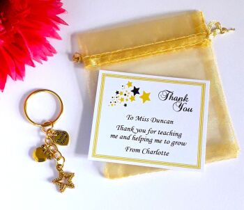 Gold Star Thank You Teacher Keyring