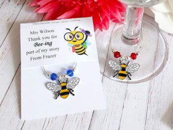 Enamel Bumblebee & Crystal Wine Glass Charm