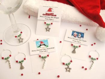 Teacher / Thank you Christmas Gifts - Wine Glass Charms - CC1113