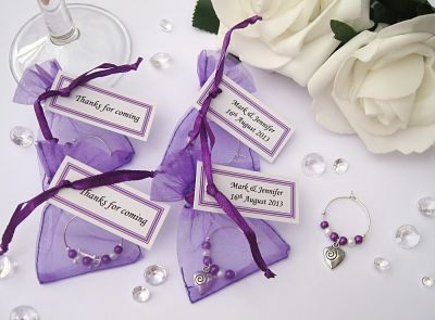 Personalised Wine Glass Charm in Organza Bag - CC1001