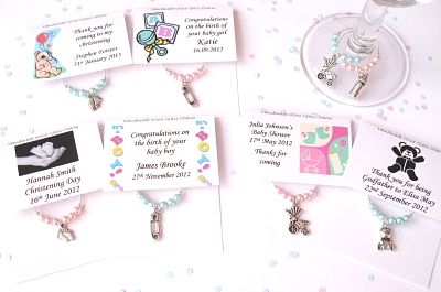 Personalised Christening/New Baby/Baby Shower Wne Glass Charms - CC1033