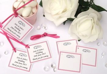 Pack of 10 Wedding Gift Tags with Ribbon - Plain or Personalised - CC1095