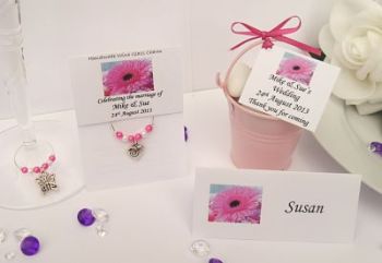 Pink Gerbera Design - Placecard / Favour / Gift Tag Set - CC1103