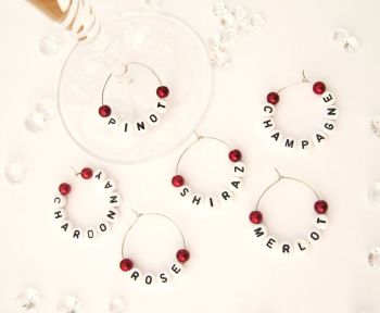 'Wine' Themed Name Wine Glass Charms - CC1236