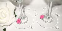 Pink Rose Name Wine Glass Charm - CC1241