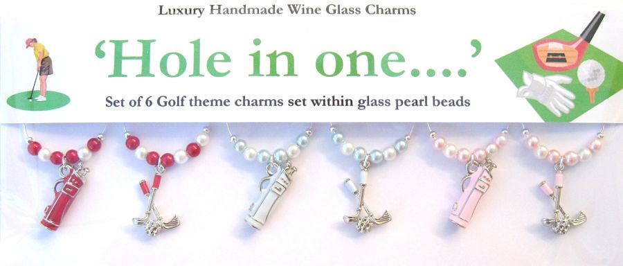 Golf Themed Wine Glass Charms 