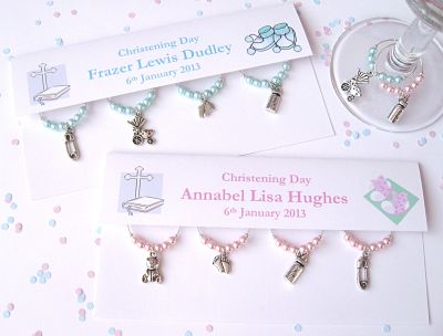Christening Day Set of 4 Wine Glass Charms - CC1220