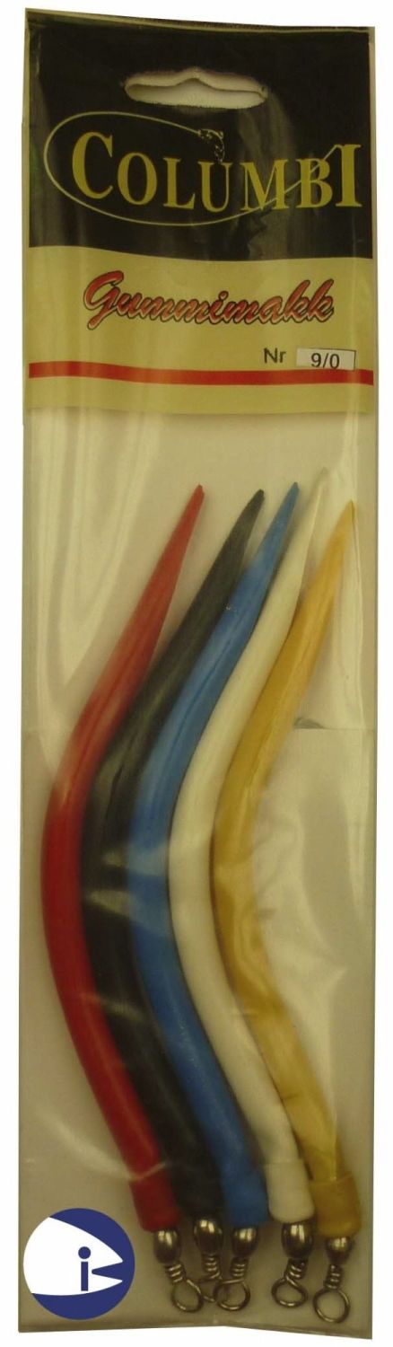 Rubber Eels - pack of 5 assorted colours (size 9-0)