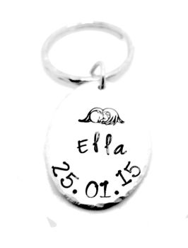 Baby Angel Keyring with Name & Date