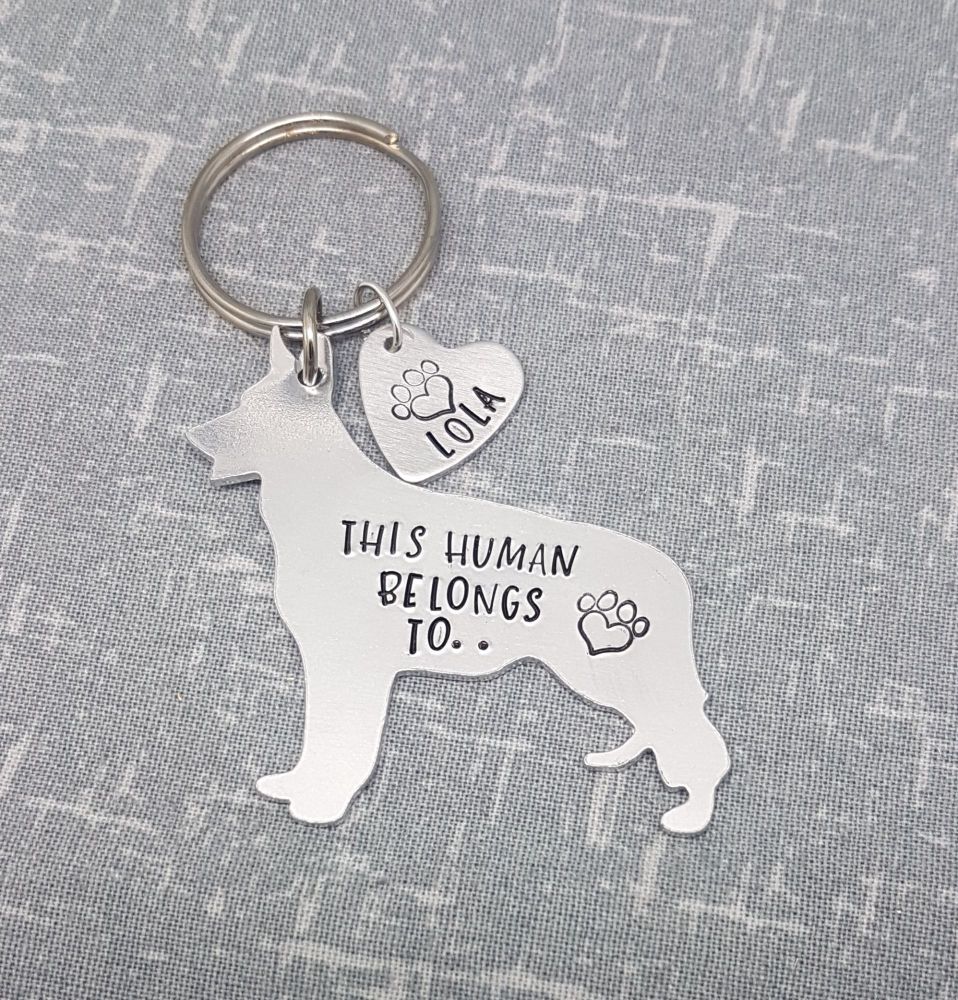 This Human Belongs To.. Dog Keyring (Other Breeds Available) 