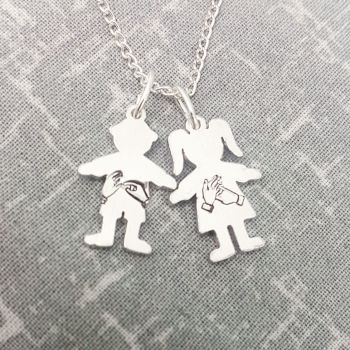 BSL Child Initial Necklace - Boy/Girl Charms