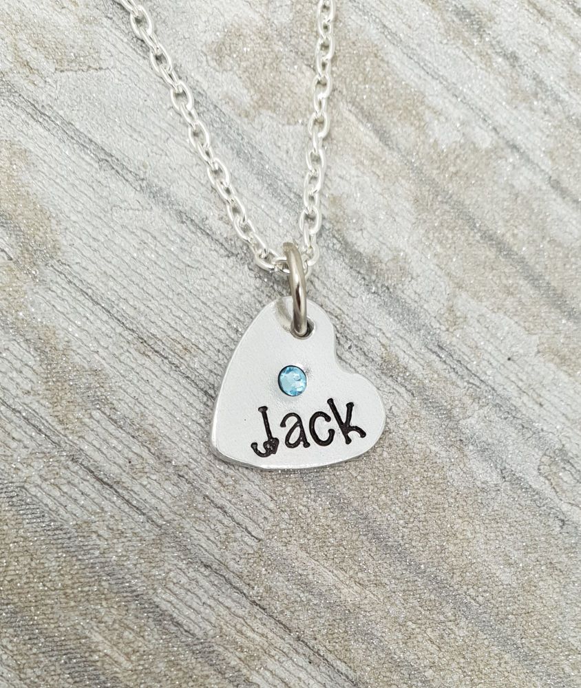 Heart Name Birthstone Necklace 