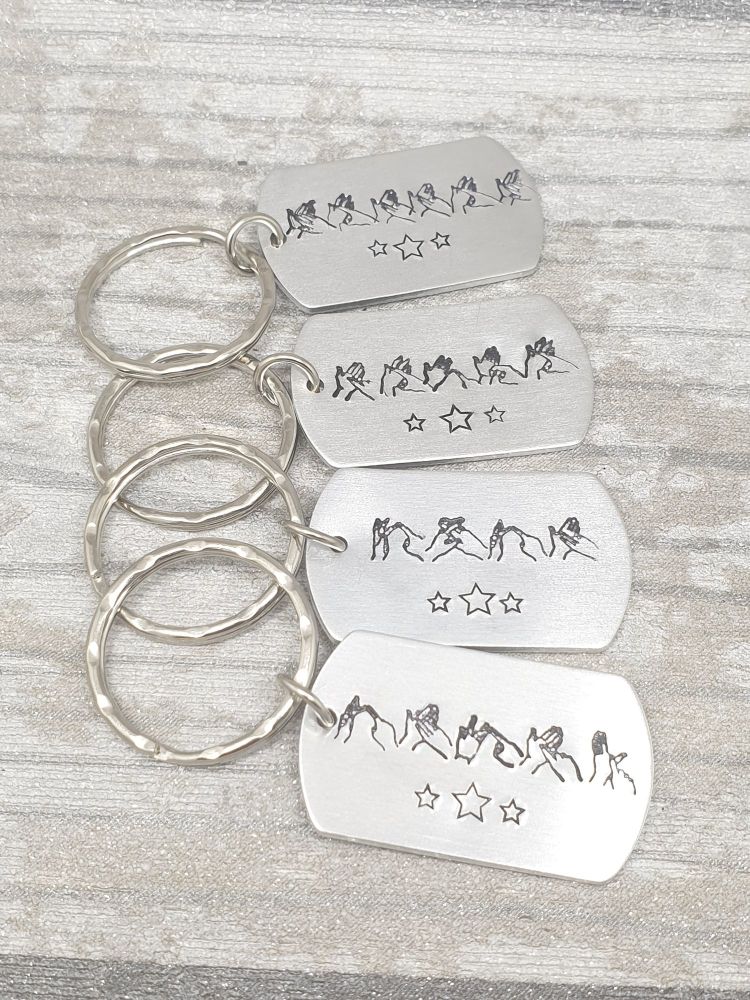BSL Name Keyring - Dogtag with scattered stars