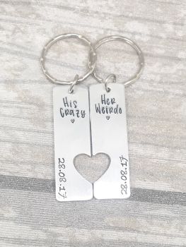 His Crazy Her Weirdo - Split Keyrings - With Date